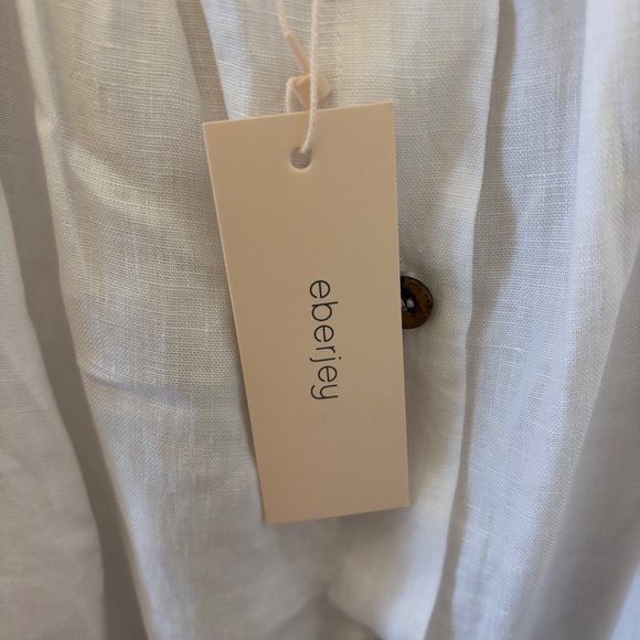 NWT Eberjey 100% Linen Harper Button Front Midi Dress White M - Picture 4 of 10